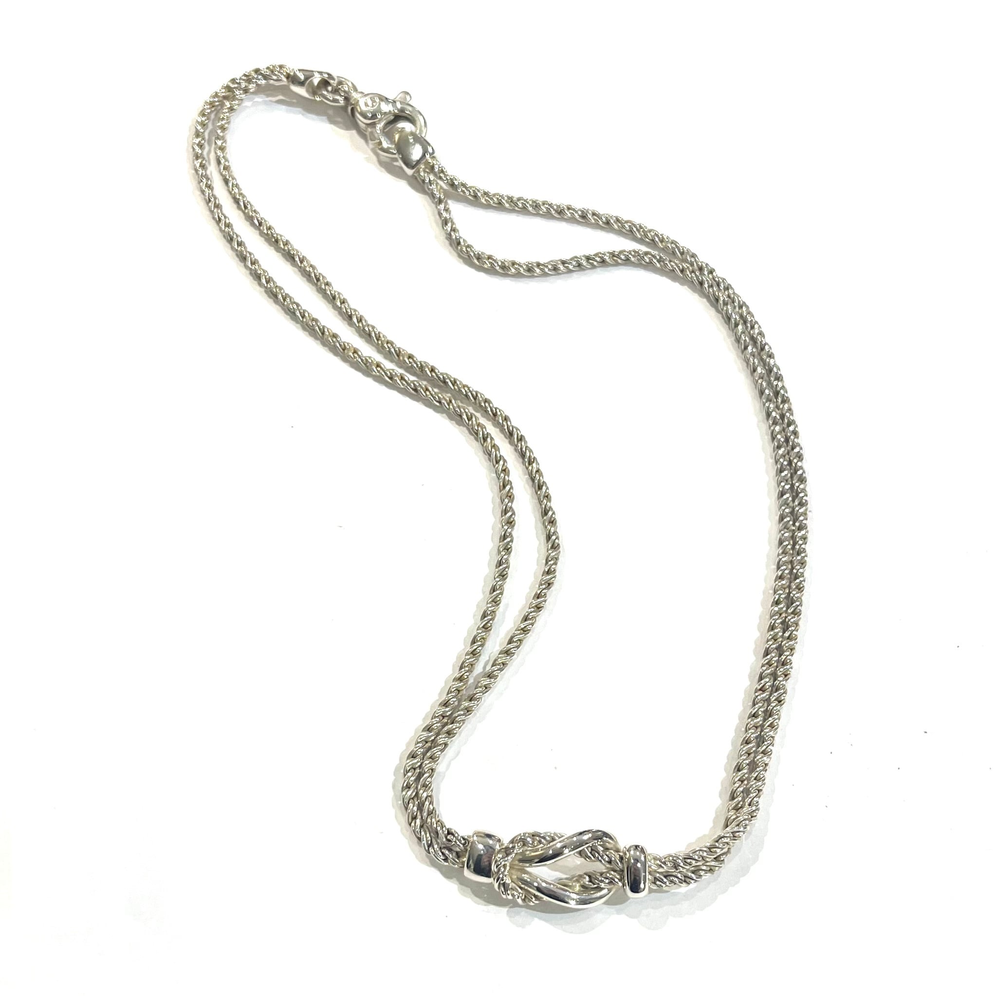 オールドTiffany & Co. シルバー925 ダブルループネックレス ティファニー ダブルループ ネックレス 925 2.6g シルバー A1770202