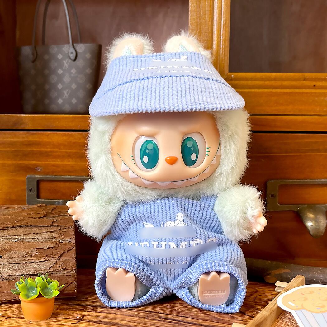 Labubu 1-3世代対応 カラフル サロペット+帽子 ラブブぬいぐるみ用