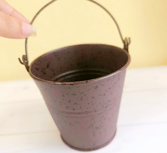 小物入れや多肉植物に！9.5cmの小さなバケツ缶 ボルドー塗装