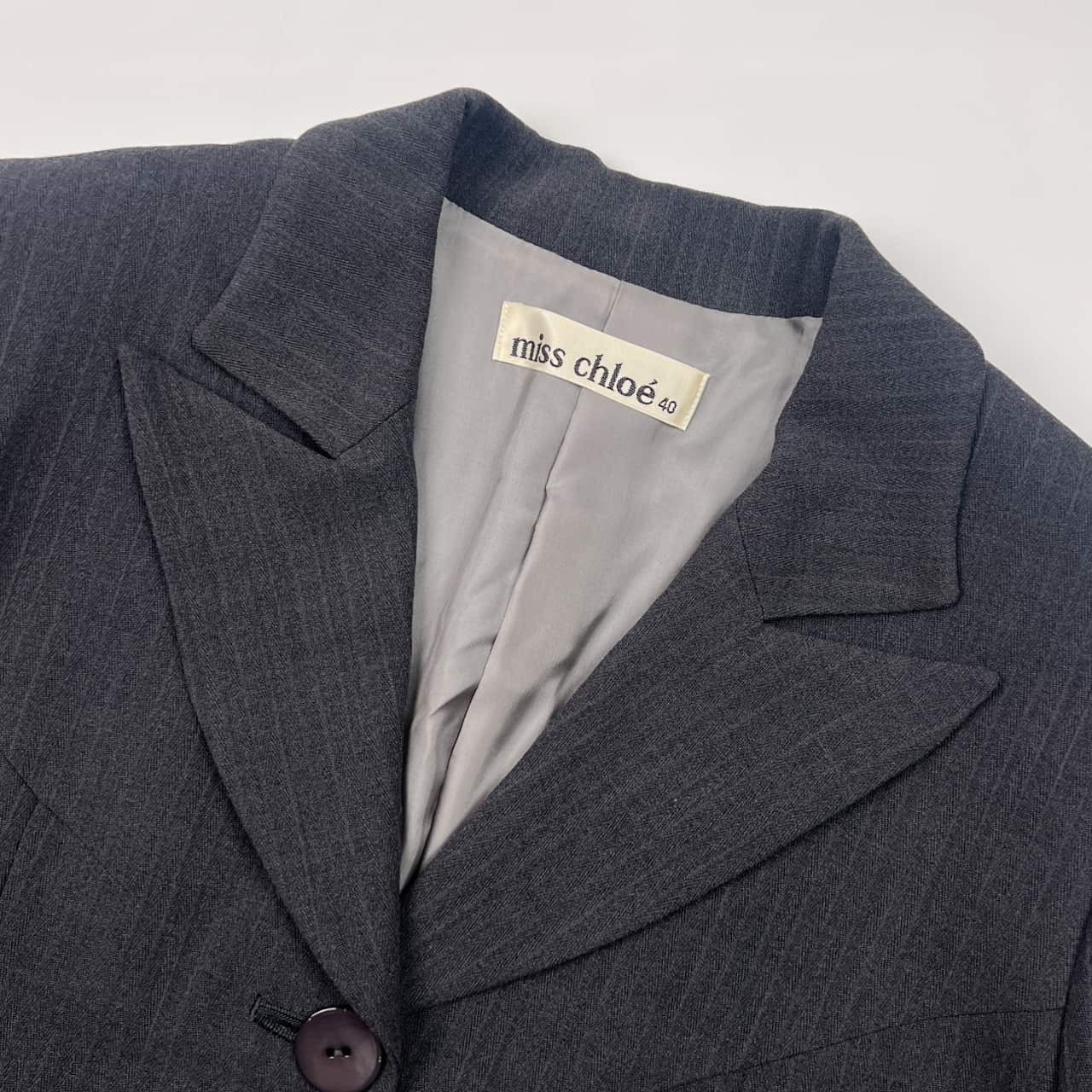 90s miss Chloé ミスクロエ ストライプ テーラードジャケット コート 40/グレー レディース ビンテージ