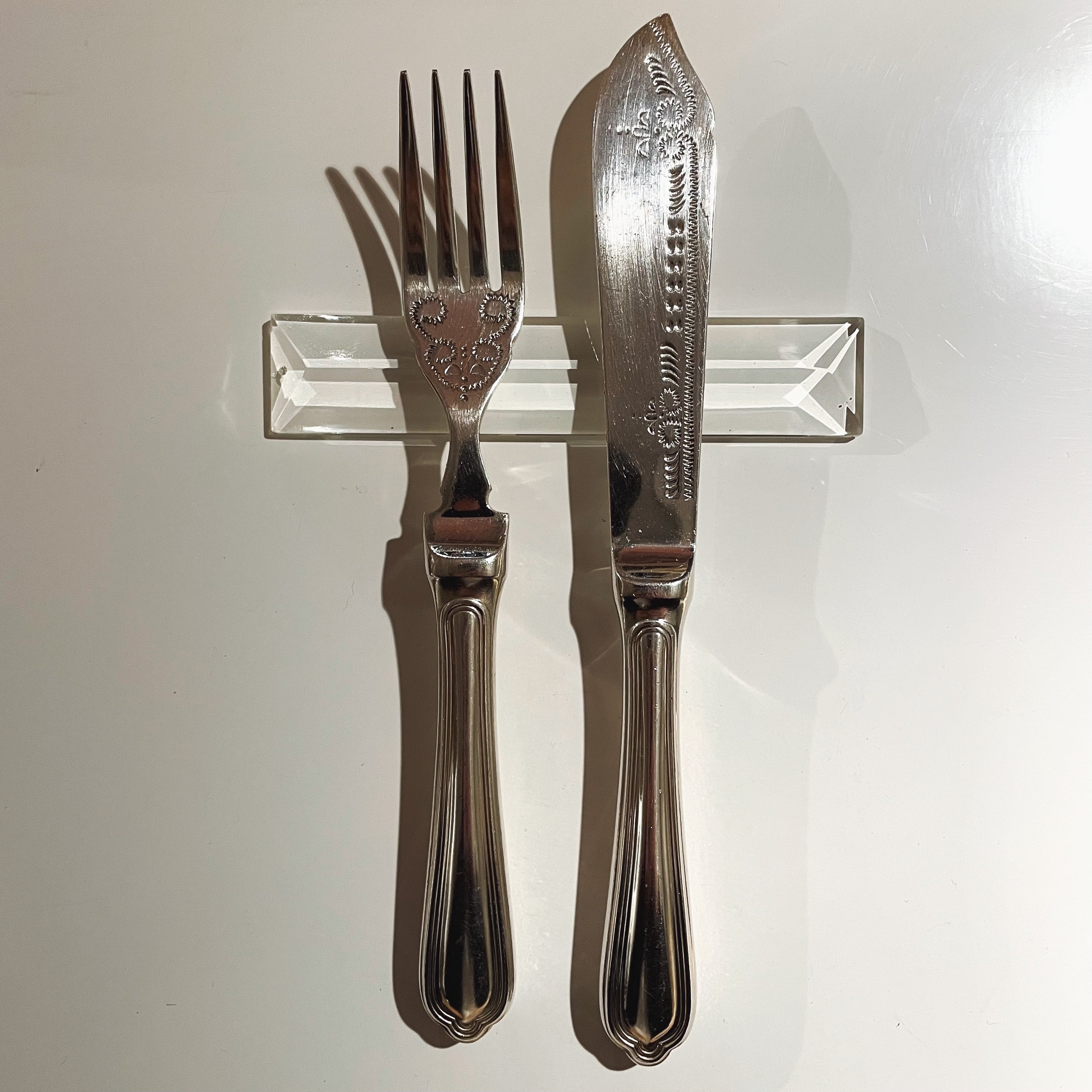 Vintage silver plate folk & fish knife set / ビンテージ 銀メッキ