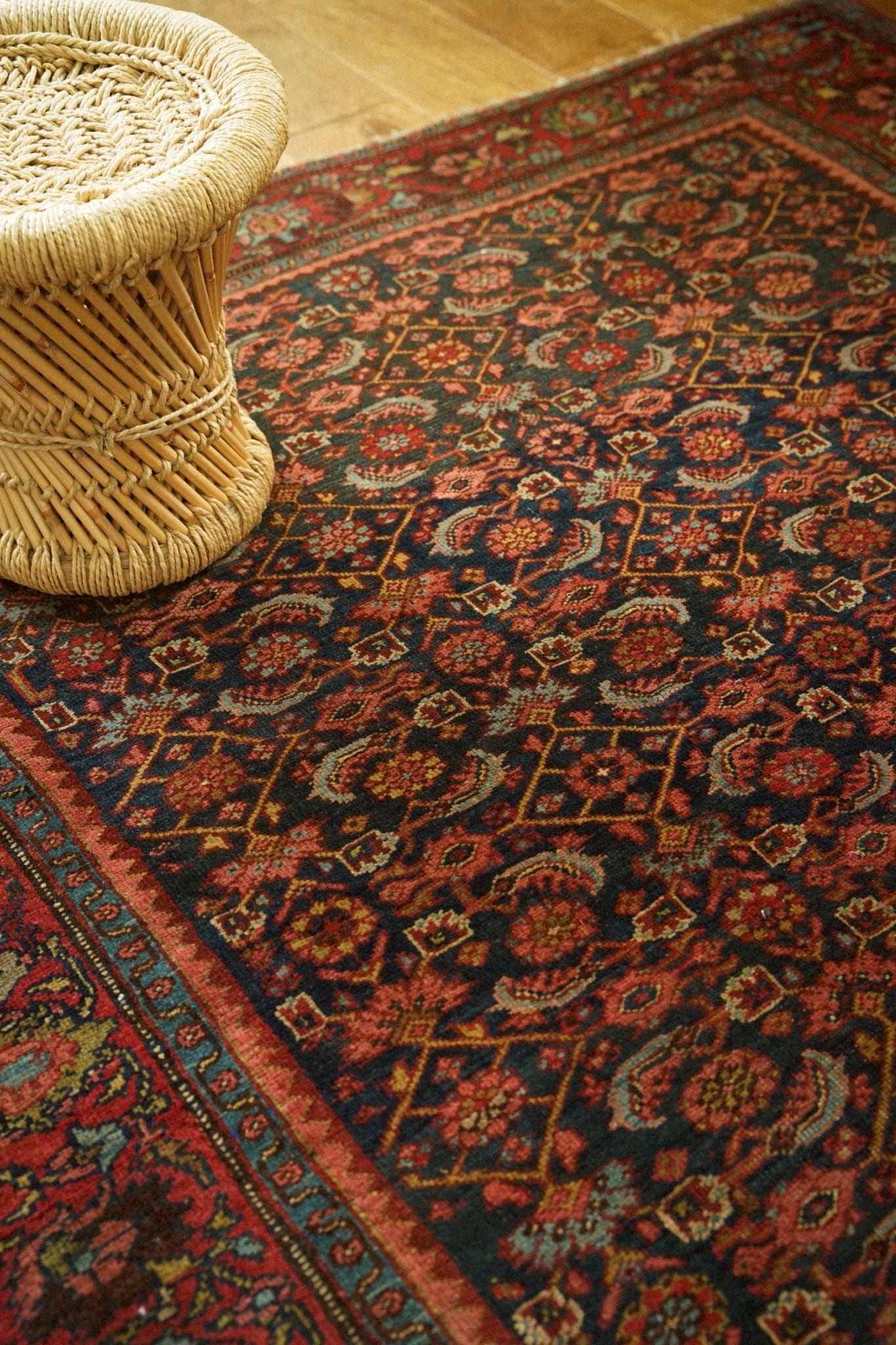 2276-Semi Antique Persian Malayer rug | 手織りのヴィンテージラグ
