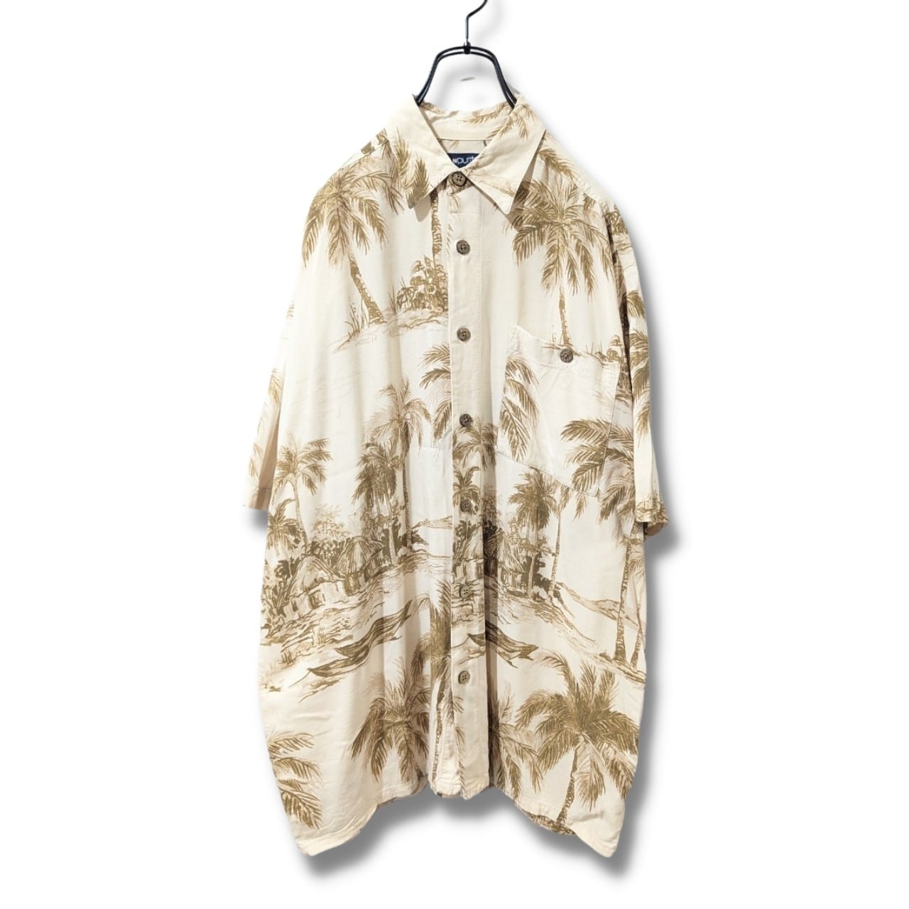 アロハシャツ 古着 ベージュ 半袖シャツ 羽織り BC198