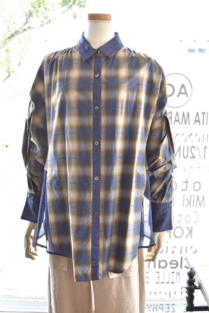 Lallia Mu(ラリア・ムー) 26A/W クロスヘムチェックシャツ