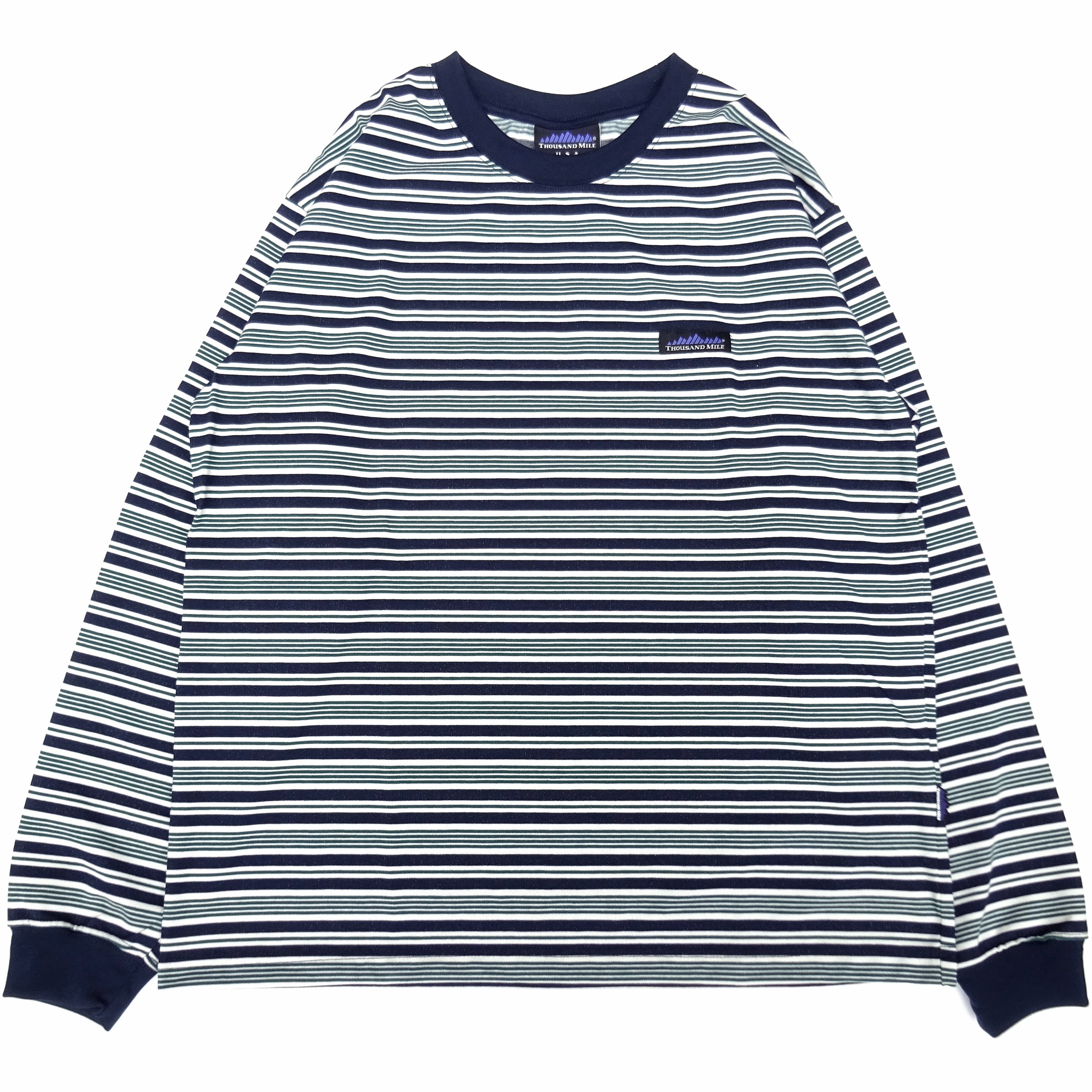 THOUSAND MILE (サウザンドマイル) LONG SLEEVE T-SHIRT BORDER グリーンボーダー
