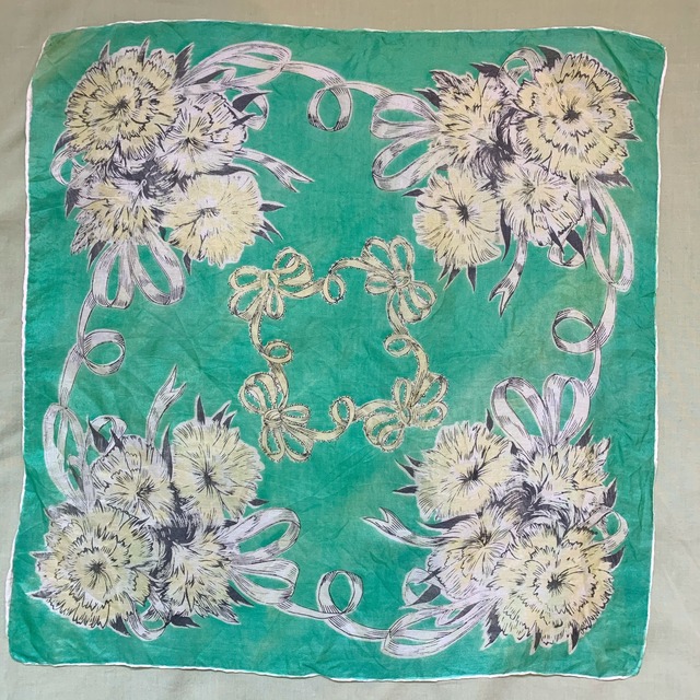 VINTAGE flower ribbon scarf