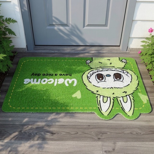 Labubuがお出迎え！超かわいい玄関マット♡ ラブブ 超防滑・防汚れの高密度サークルマット 滑らない！汚れが目立たない