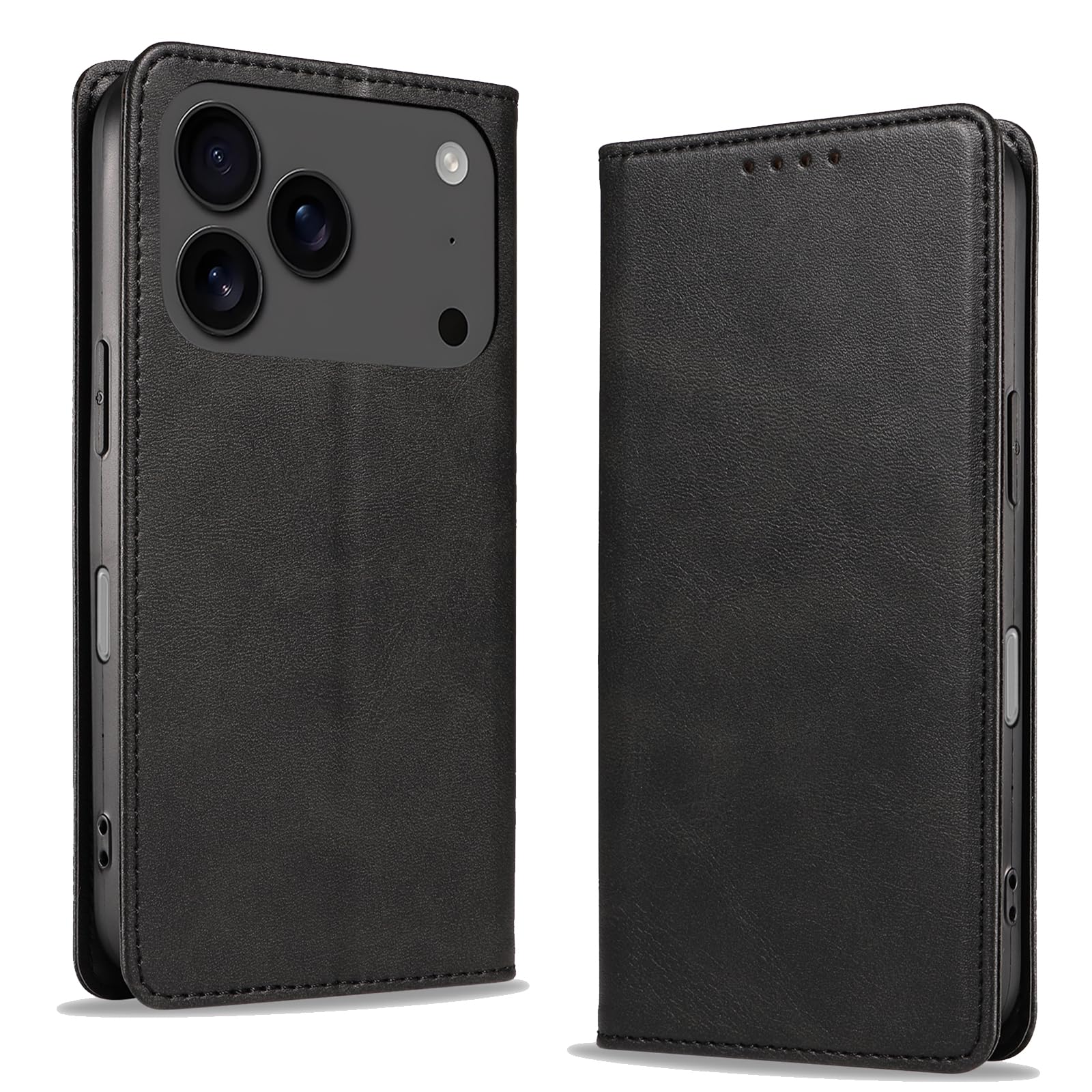 KWATUNG iphone 18pro 用 ケース 手帳型 PUレザー iphone 17pro 用ケース手帳型 マグネット式【ブラック】