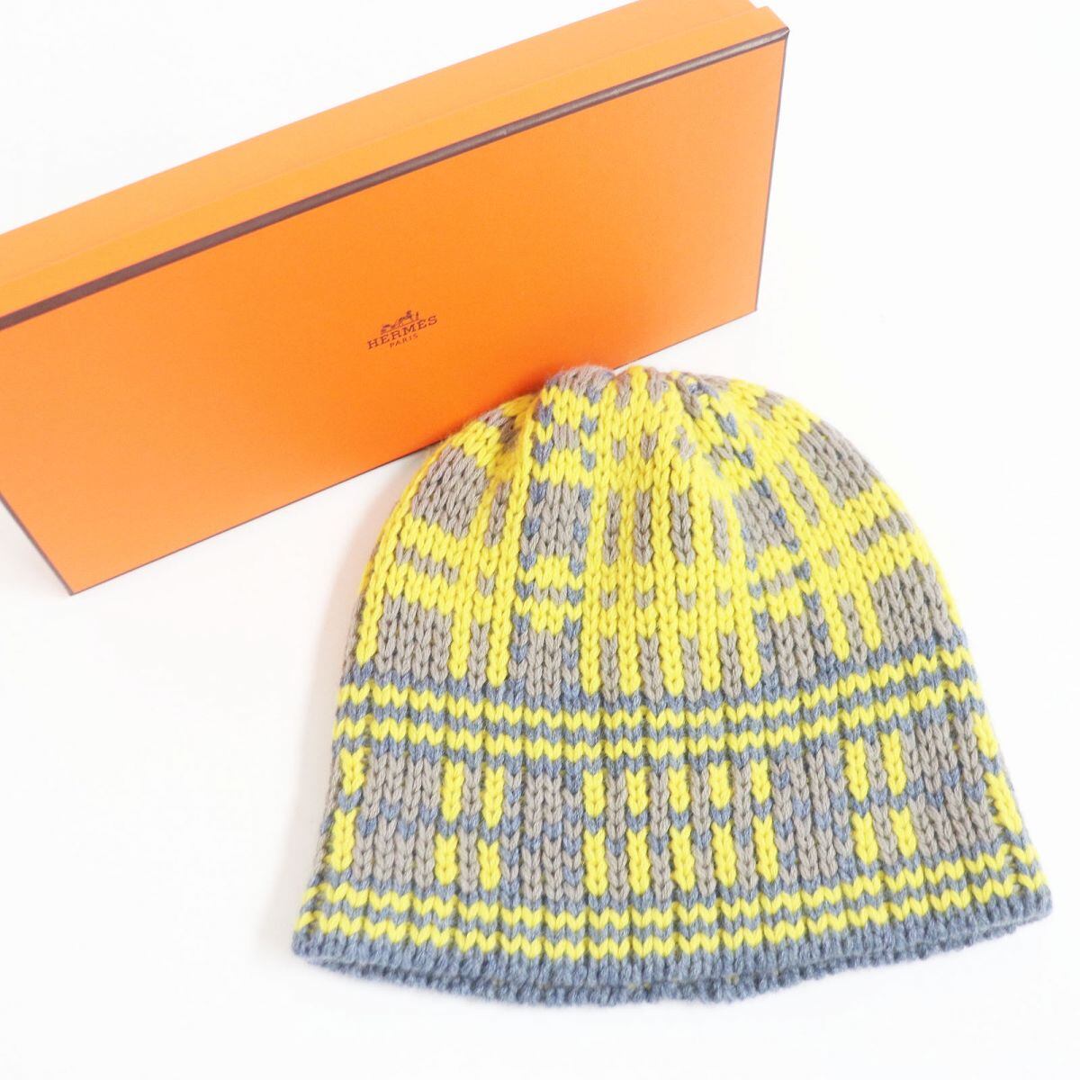 【極美品】【希少柄】エルメス マルジェラ期 カシミヤ100% ニットキャップ 極美品】【希少柄】エルメス マルジェラ期 カシミヤ100% ニット