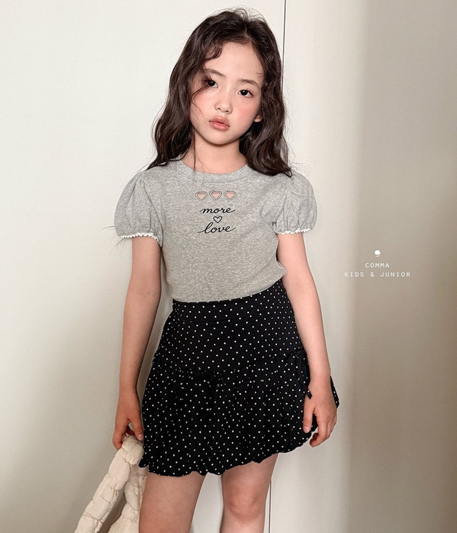 【予約】 comma スカート 水玉　ドット　リボン　 韓国ブランド　キッズ　女の子　小学生　コンマ　韓国子供服　2025　トレンド