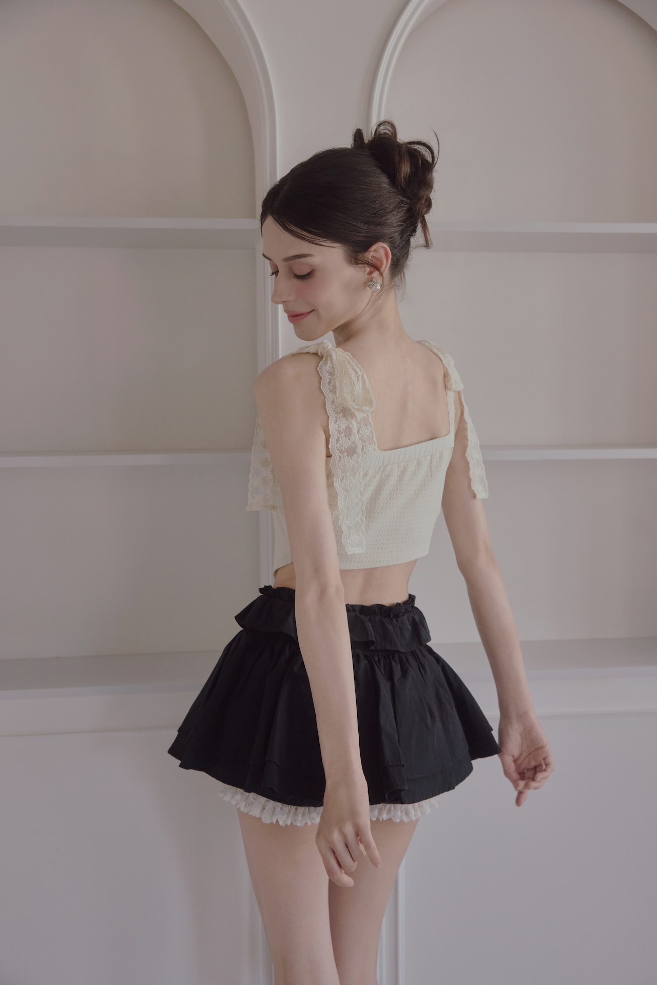 Lace ribbon bare tops