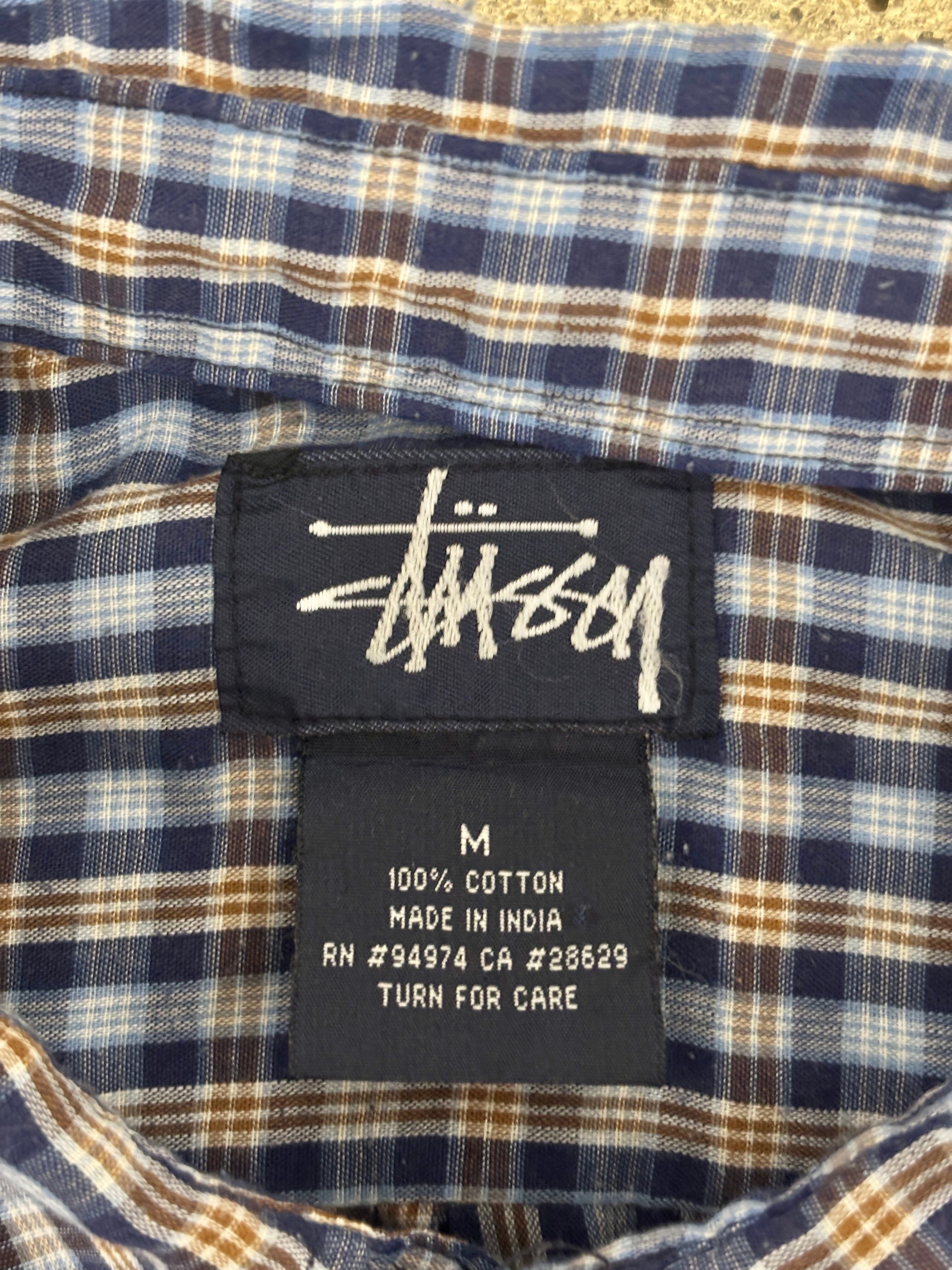 90～00s OLD STUSSY/Check L/S Shirt/紺タグ/M/チェック柄シャツ/長袖