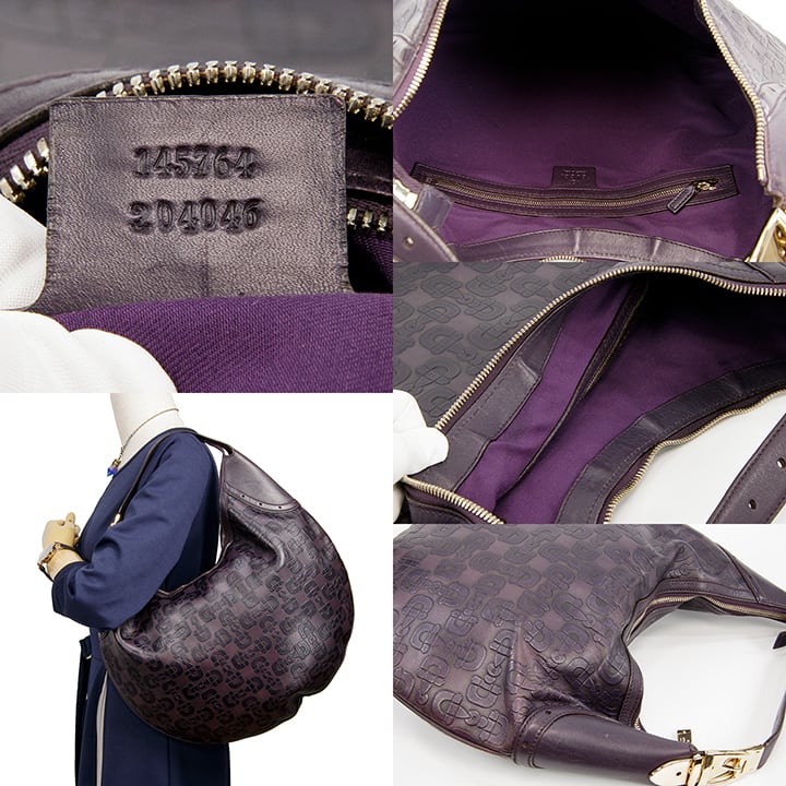 GUCCI　ホースビット　パープル レザー ショルダーバッグ　ハンドバッグ GUCCI ホースビット パープル レザー ショルダーバッグ ハンドバッグ