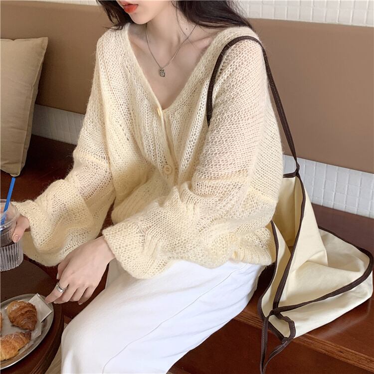 スタイルルーズVネックセーター オータムイエロージャケット ロング 秋物 モンロー88912365752