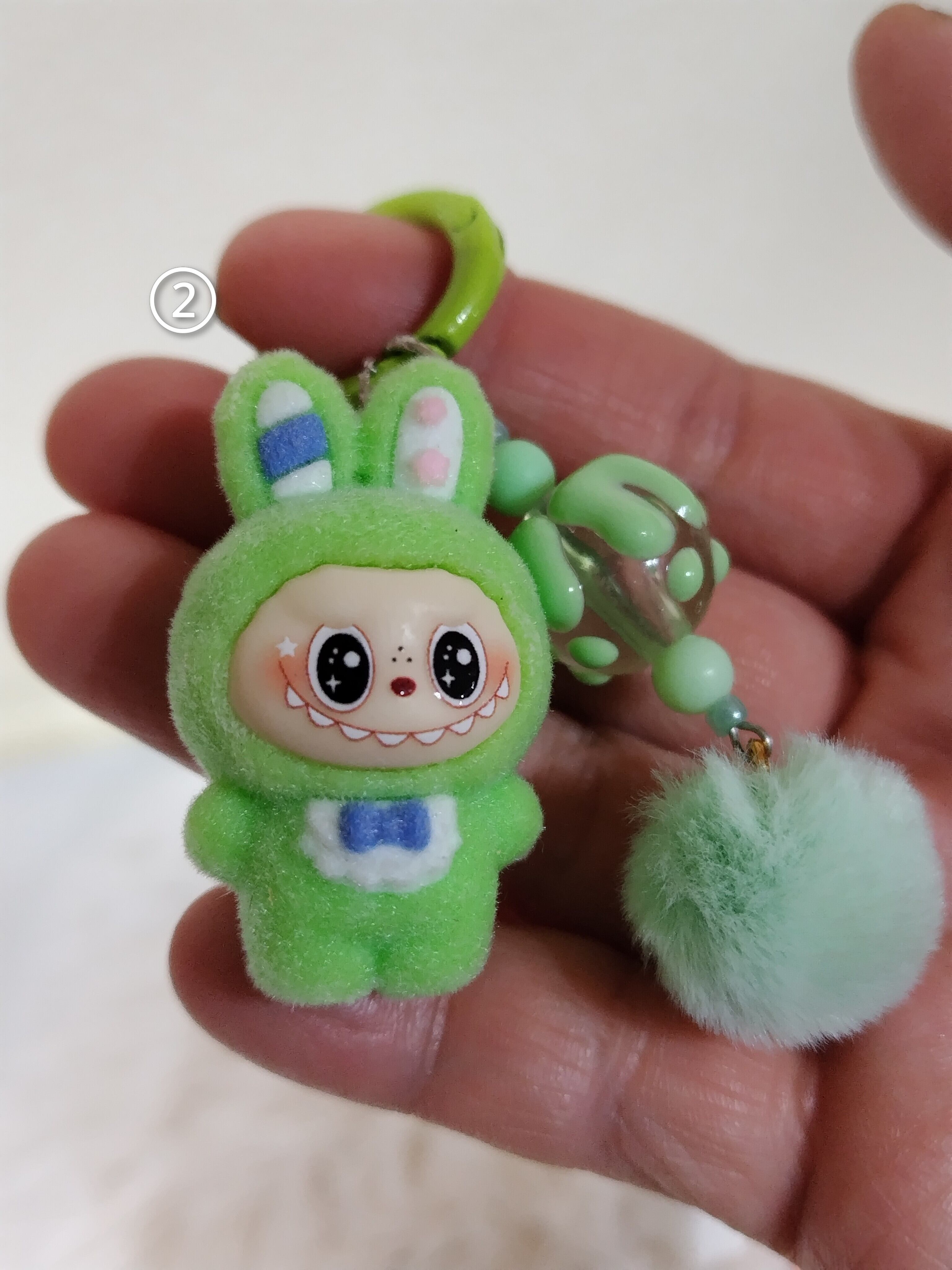 ジャラジャラキーホルダー ソフビ カスタム★うさぎ★緑 うさぎラブブキーホルダー | AYA_FancyShop