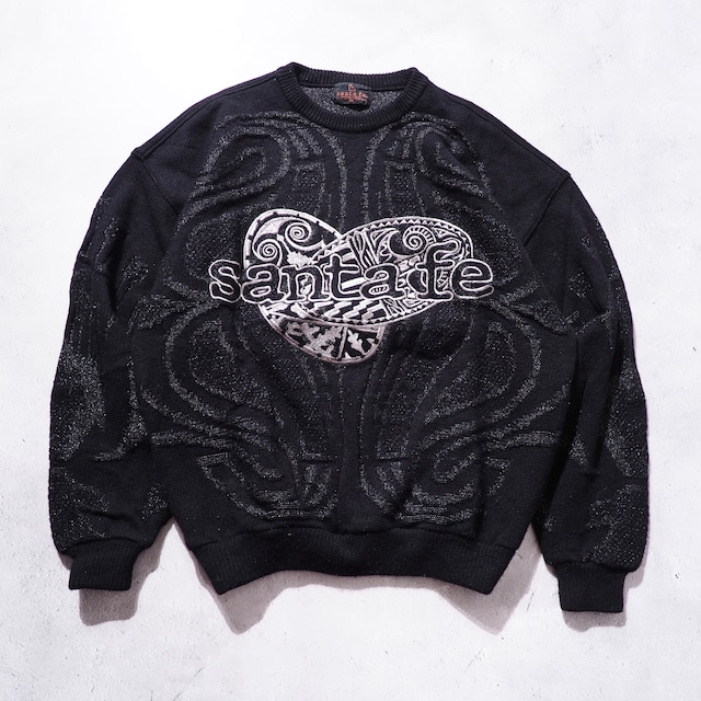 1990s ” santa fe ” Love logo embbossed 3D solid Design vintage loose knit