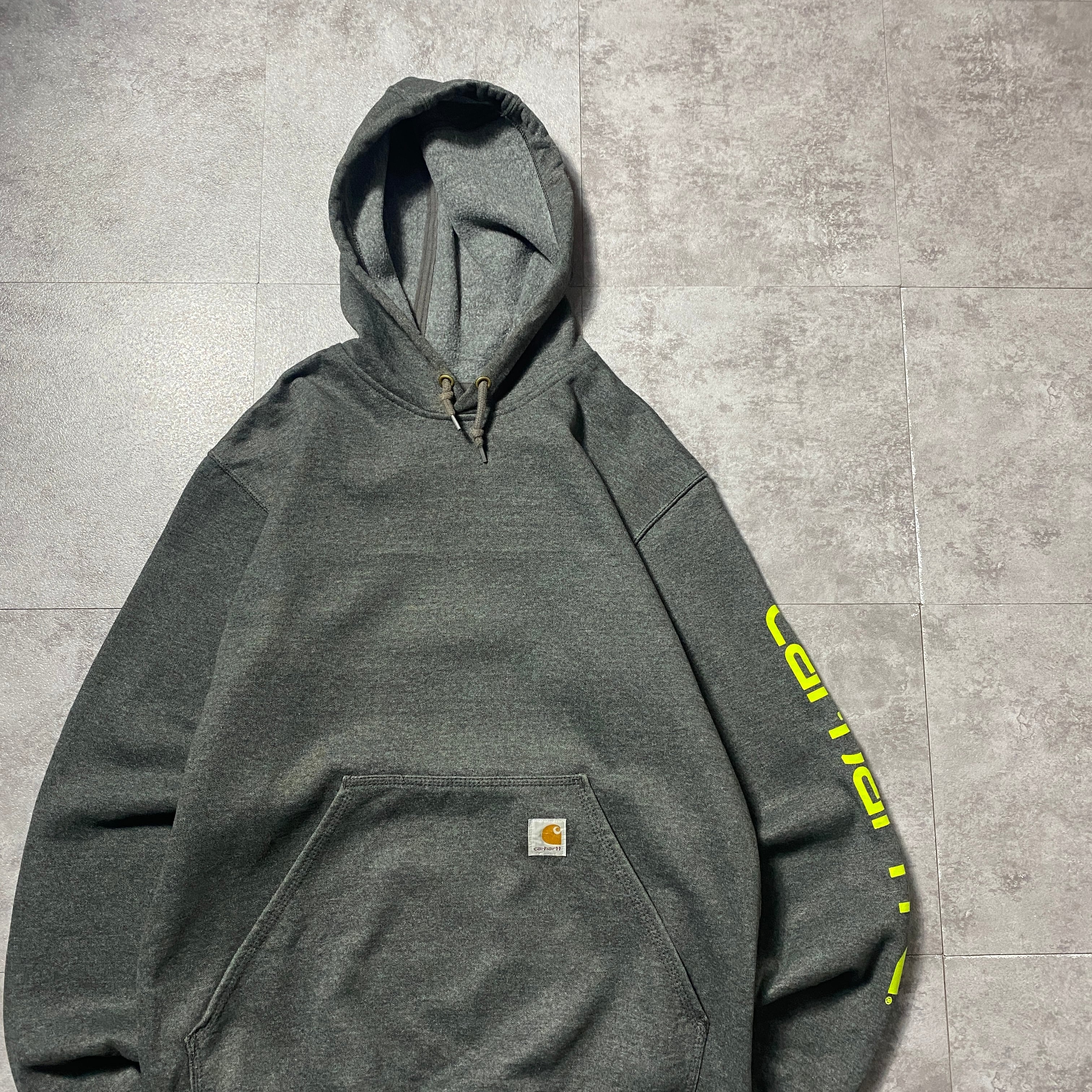 Size:XL】carhartt カーハート ハーフジップ 刺繍企業ロゴ ヘビー