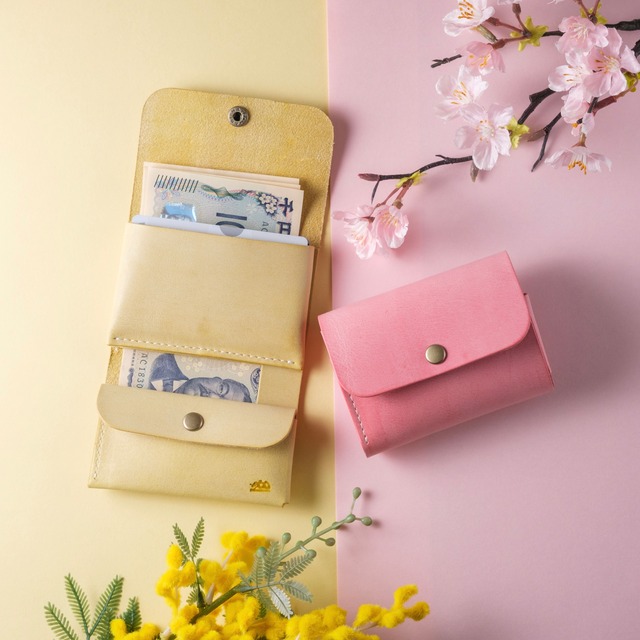 お札を折らないふっくら可愛い三つ折りミニ財布｜パステルカラー｜名入れ可