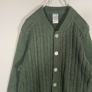 vintage design wool cable knit cardigan size M相当 配送C