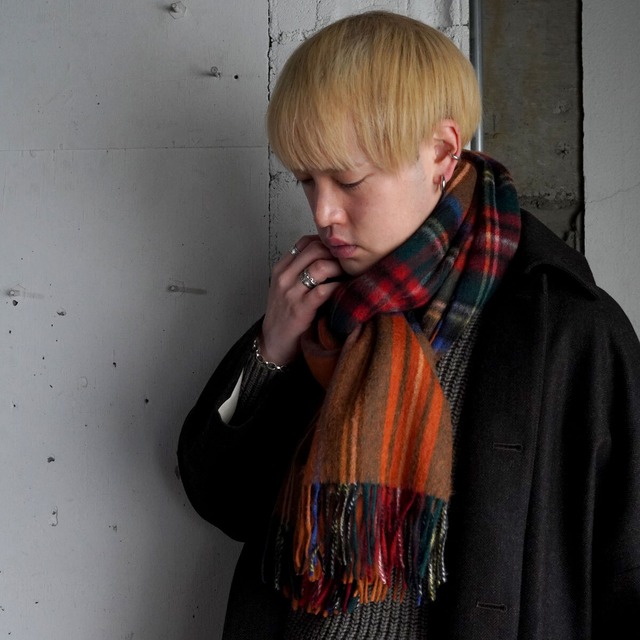 GLEN PRINCE pure new wool stole - orange check - / Scotland