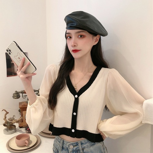 ✞ ♡カラーシフォンショートニットトップス 大人女子☆ スウィート ステッチ ✞ゴスロリ SM ミリ 甘ロリ クラロリ 和ロリ エレガント 黒ロリ 姫ロリ 華ロリ BB-BB91572825380