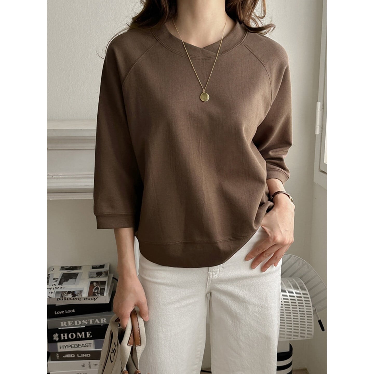 クルーネック 7分袖カットソー 4color RA3496
