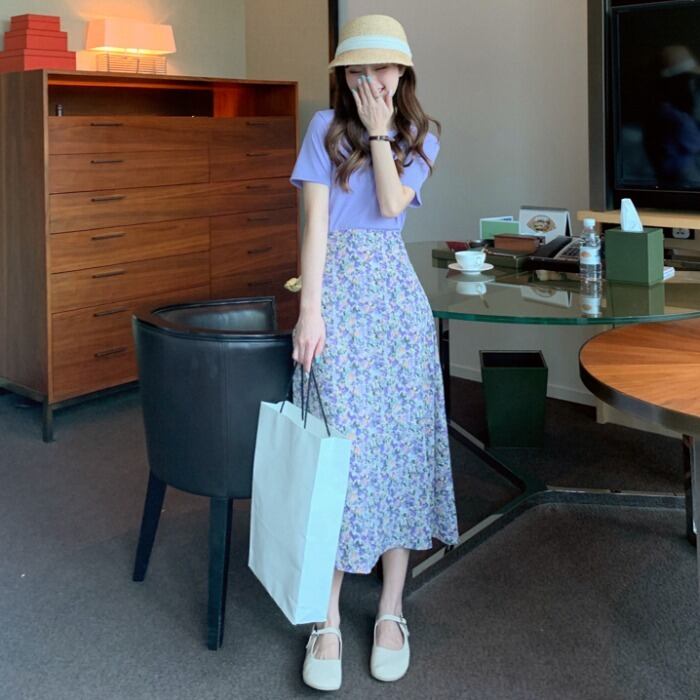 スカート サマードレス Tシャツ フローラル ストリート 夏物 花柄 1号婦人71065244923