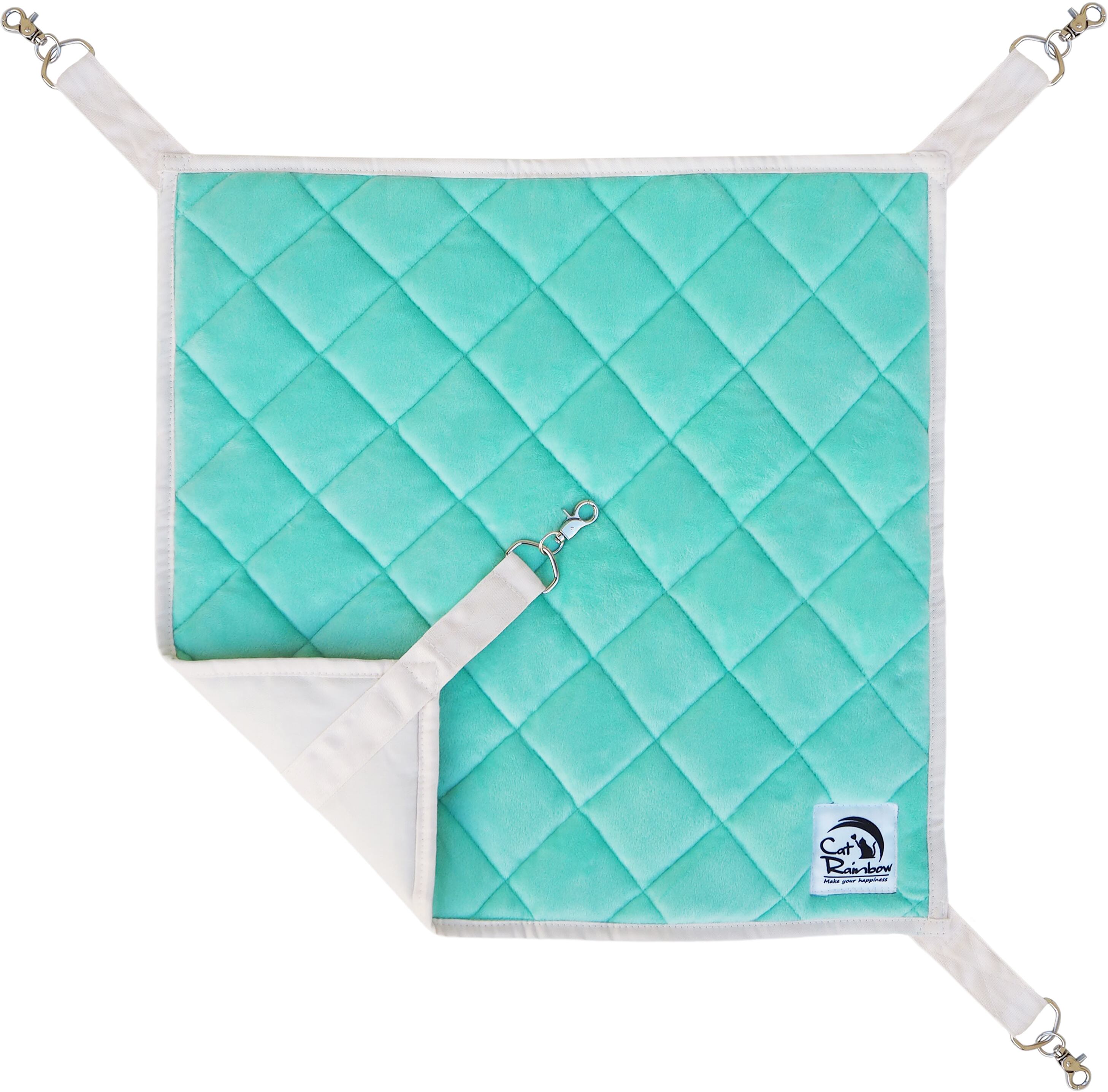 【猫ちゃん用】猫のハンモック　リバーシブルボア　グリーン/ベージュ/パープル