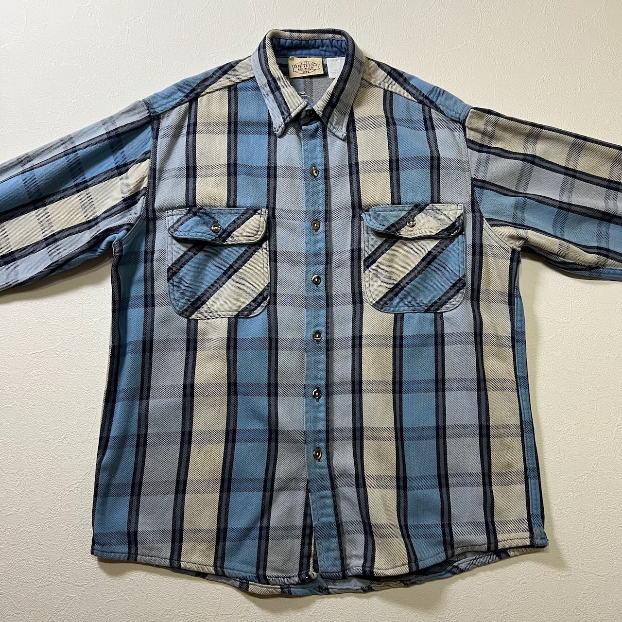 90s M.FINE&SONS ダメージ ヘビネル チェック ネルシャツ 長袖シャツ