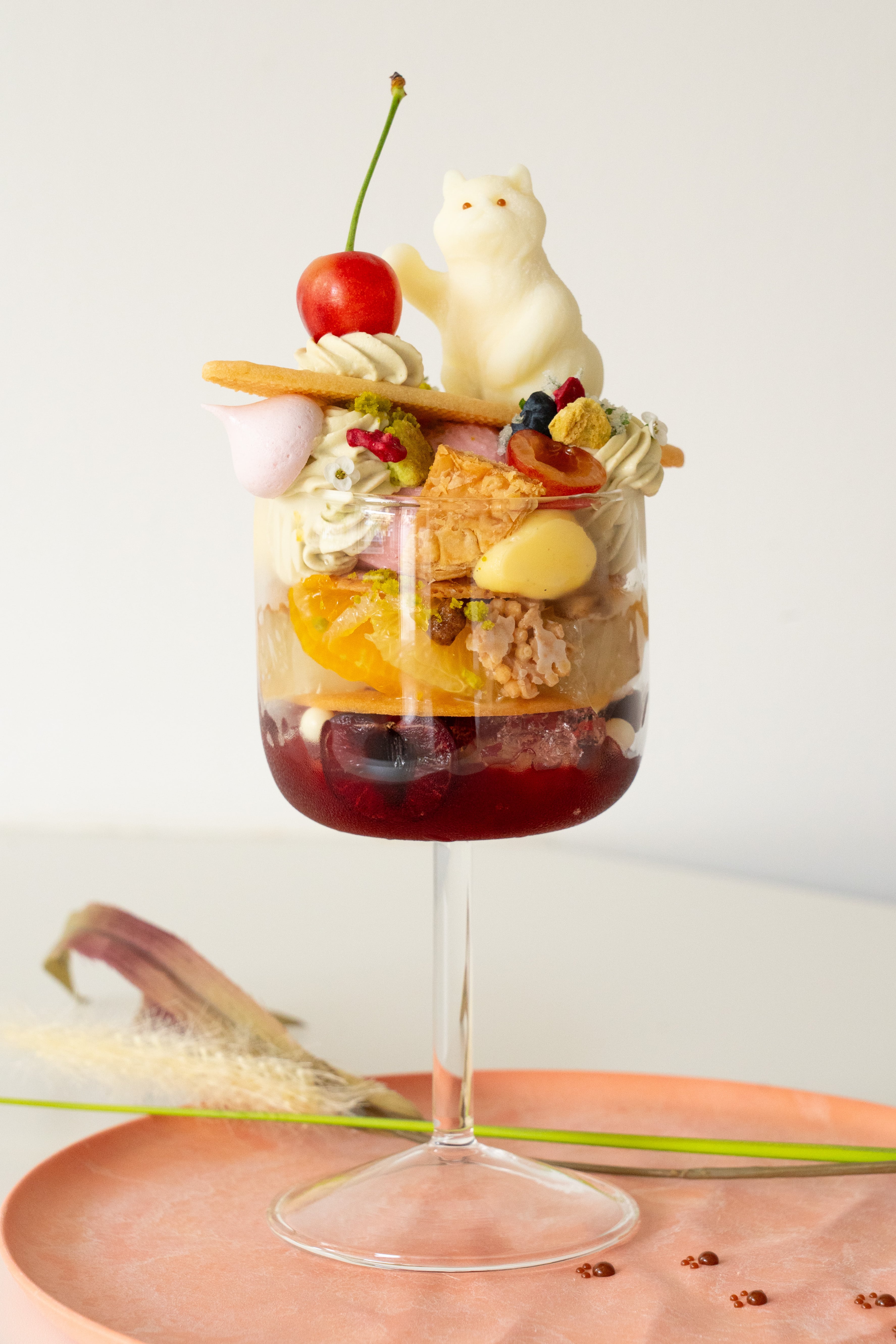 自作絵画 ねこ パフェ 基礎過程ad3☆猫パフェボード完成 | 奈良 チョークアート＊ぎんのいす