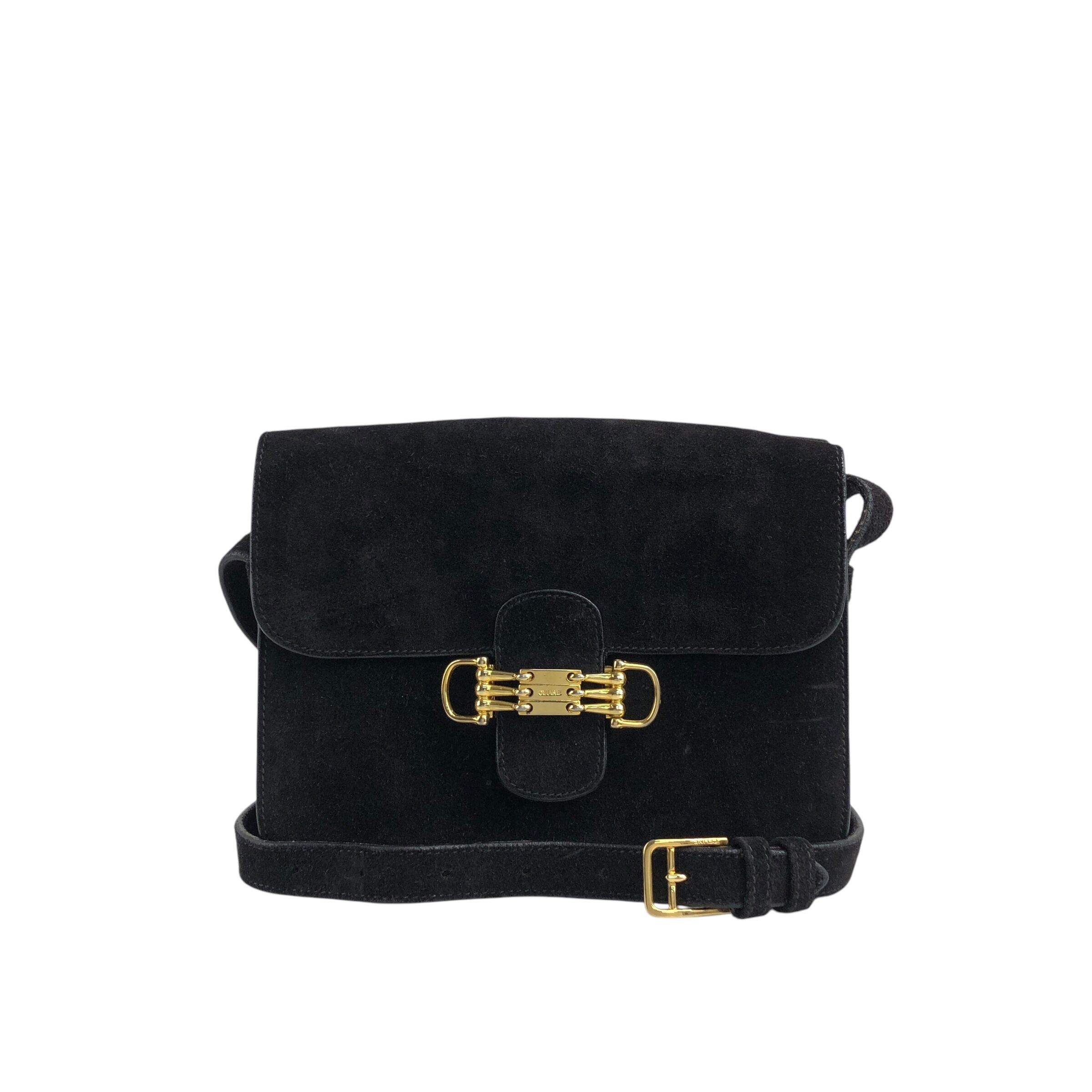 ★CELINE セリーヌ   ショルダーバッグ ブラック ホースビット スエード クロスボディ yffeiu CELINE セリーヌ ショルダーバッグ ブラック ホースビット スエード