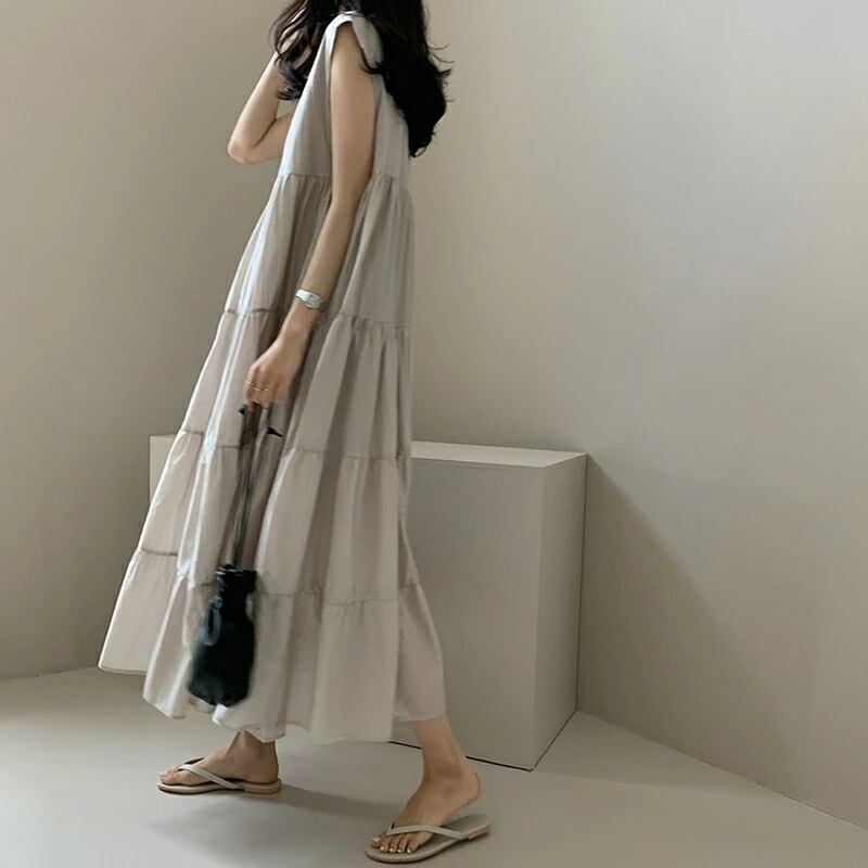 フォクシー　サマーニットティアードフレアワンピース　ノースリーブ　ロング　L 楽天市場】ティアードワンピース ノースリーブ ロング丈 キャミソール