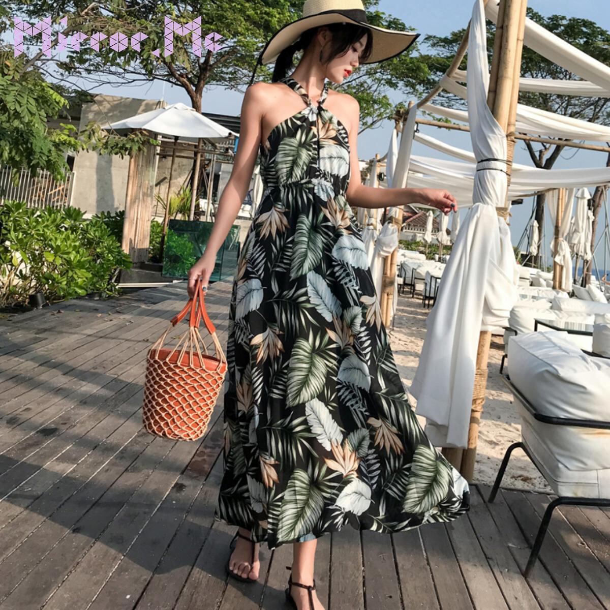 トロピカルアメリカンスリーブワンピース Mirror Me