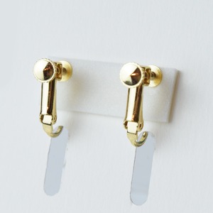 【ベーシック】イヤリングL　グレー×シルバー×青クリア