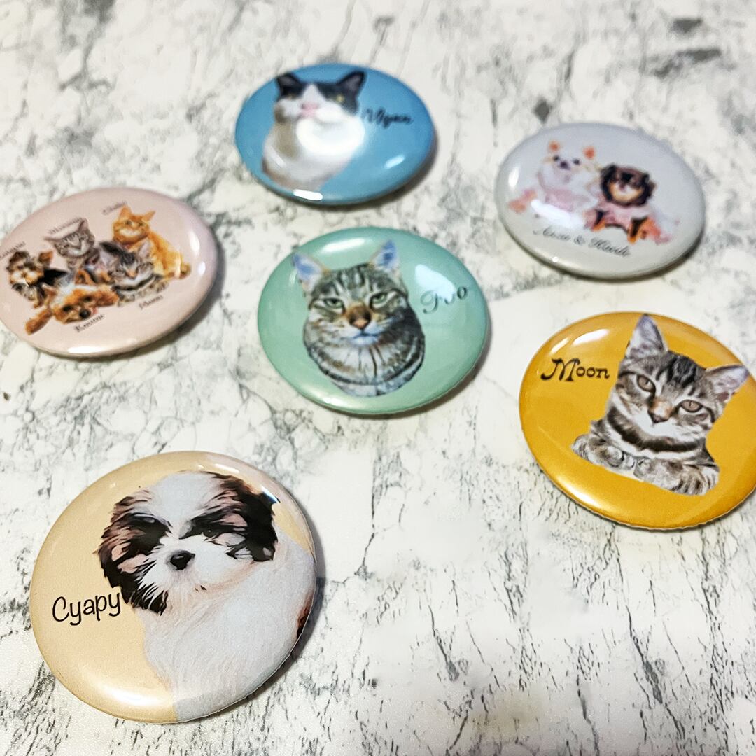 リアル猫顔プリント缶バッジ 4個セット 雑貨 リアル猫顔プリント缶バッジ 4個セット 雑貨 新作登場，得価