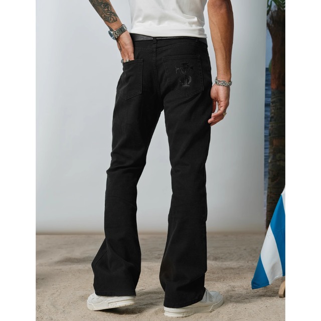 【DRIP5478】STKD Pocket Logo Embroidered Black Denim