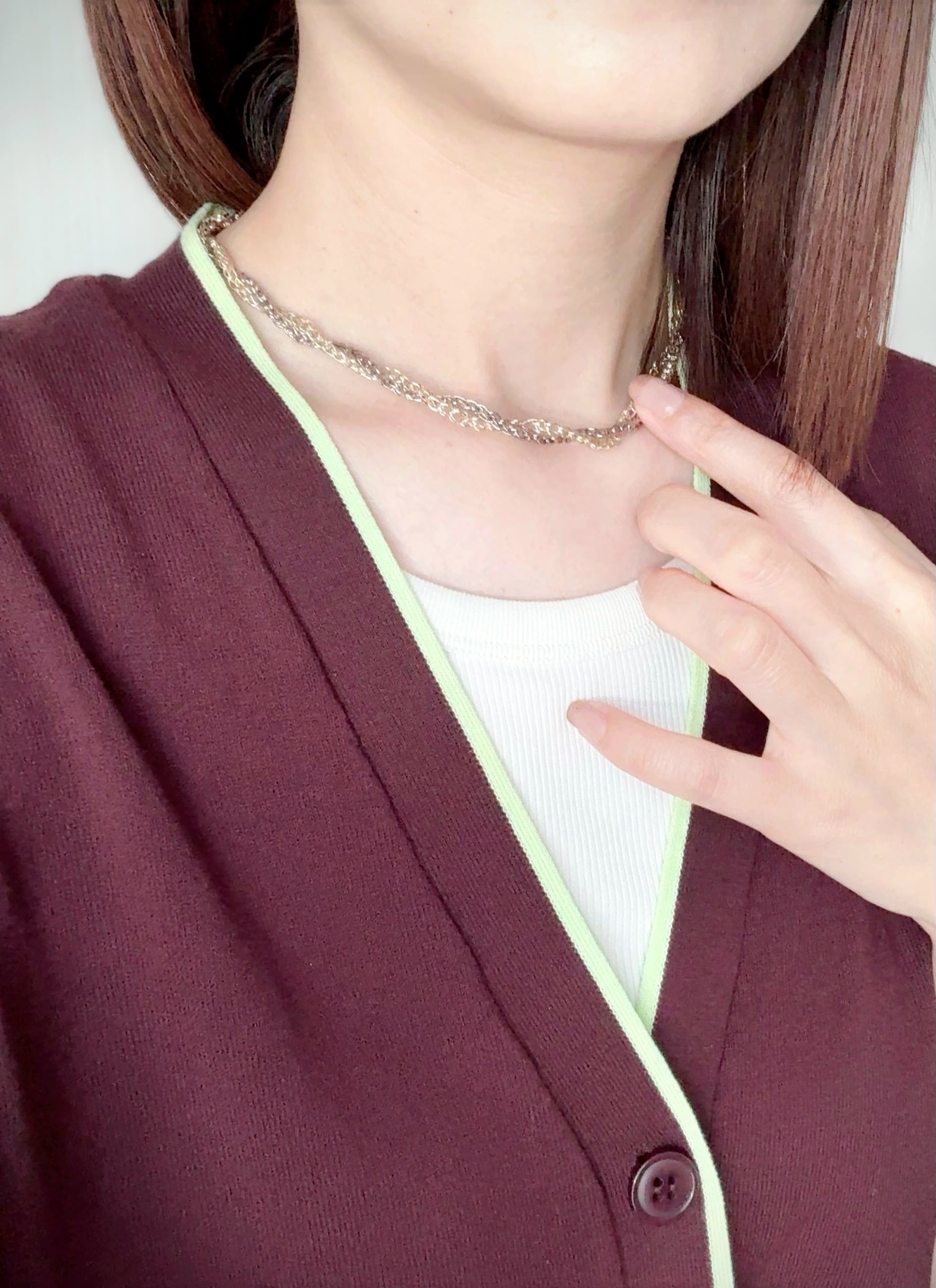 ツイストチェーン ネックカフ風ネックレス（40cm）