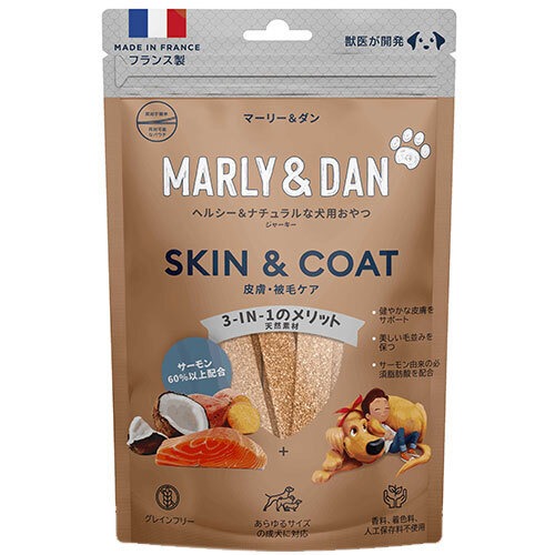 マーリー&ダン　犬用ジャーキースナック　皮膚・被毛ケア80ｇ ドッグ おやつ オメガ３ ピュアサーモンジャパン株式会社  3760388060948