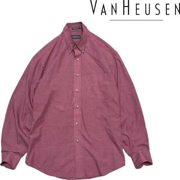 1点物◇VAN HEUSENボタンダウン長袖チェックシャツ古着メンズL/XL