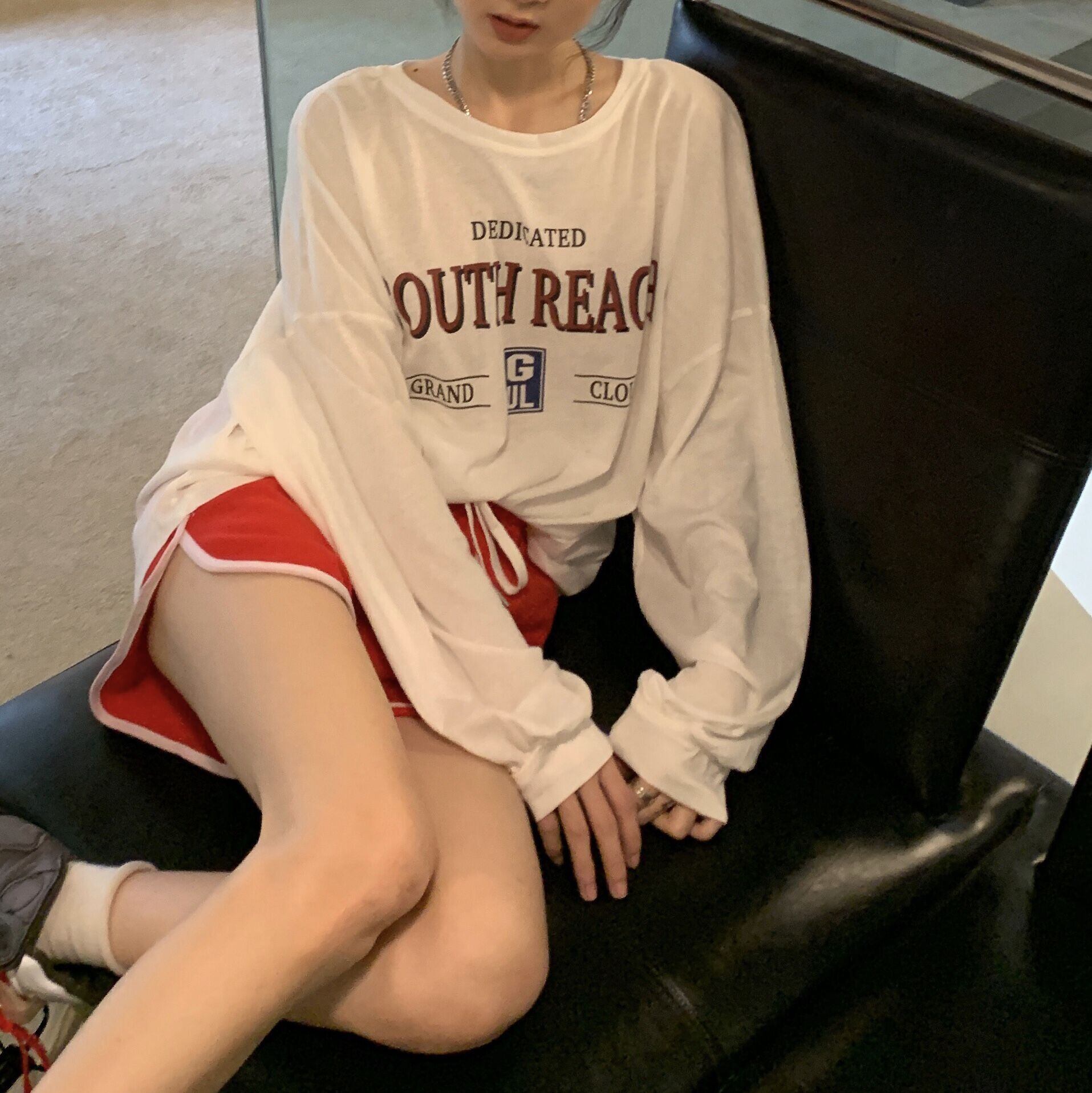 スタイルルーズ薄手Tシャツ サマーカジュアルトップス ロング かわいい 夏物 モンロー89813953117