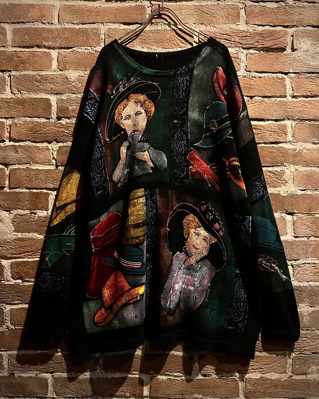 【Caka act3】Hand-Drawn Art Vintage Loose Knit Sweater
