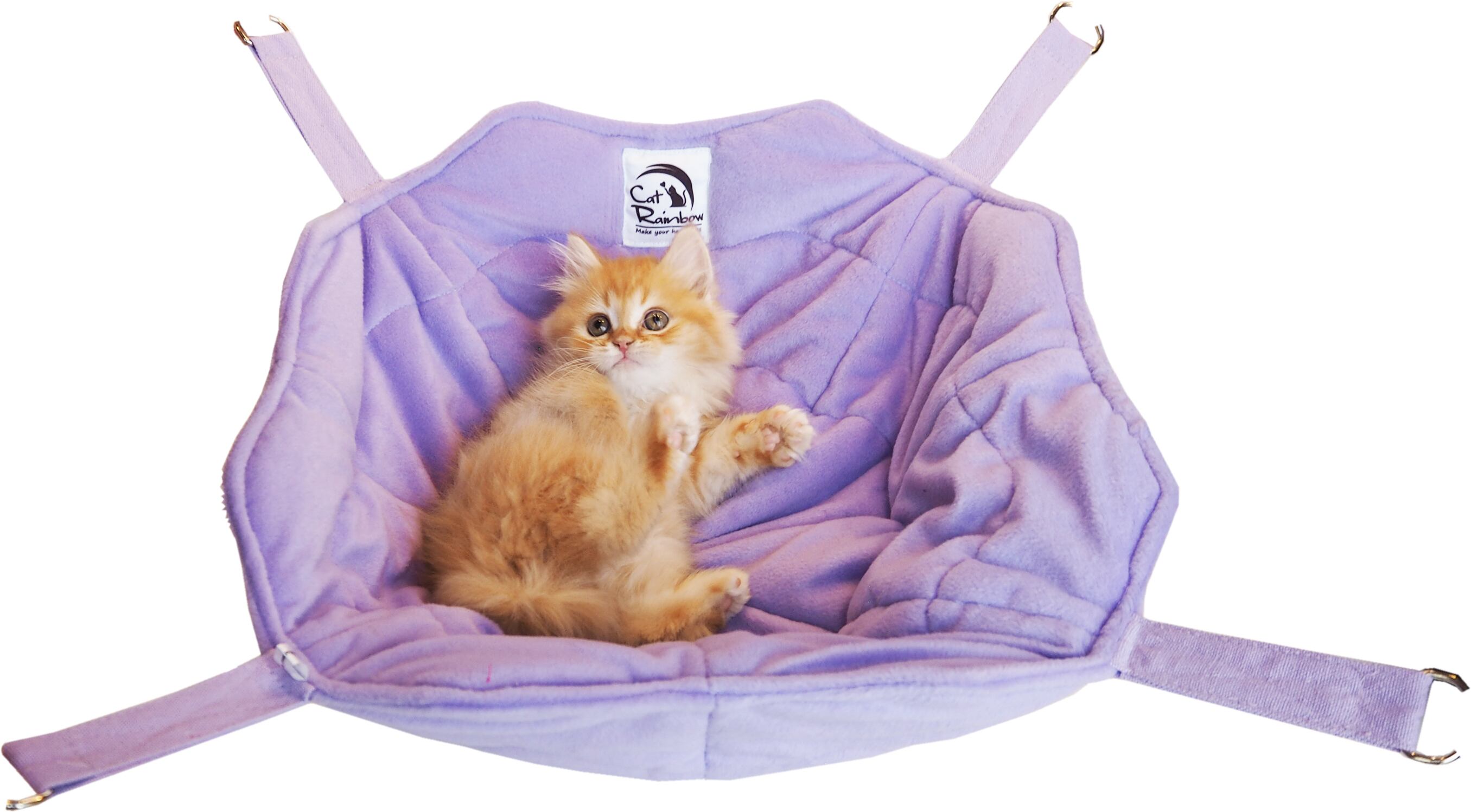 【猫ちゃん用】ふんわりにゃんこのバスケット　クリーム/グリーン/パープル