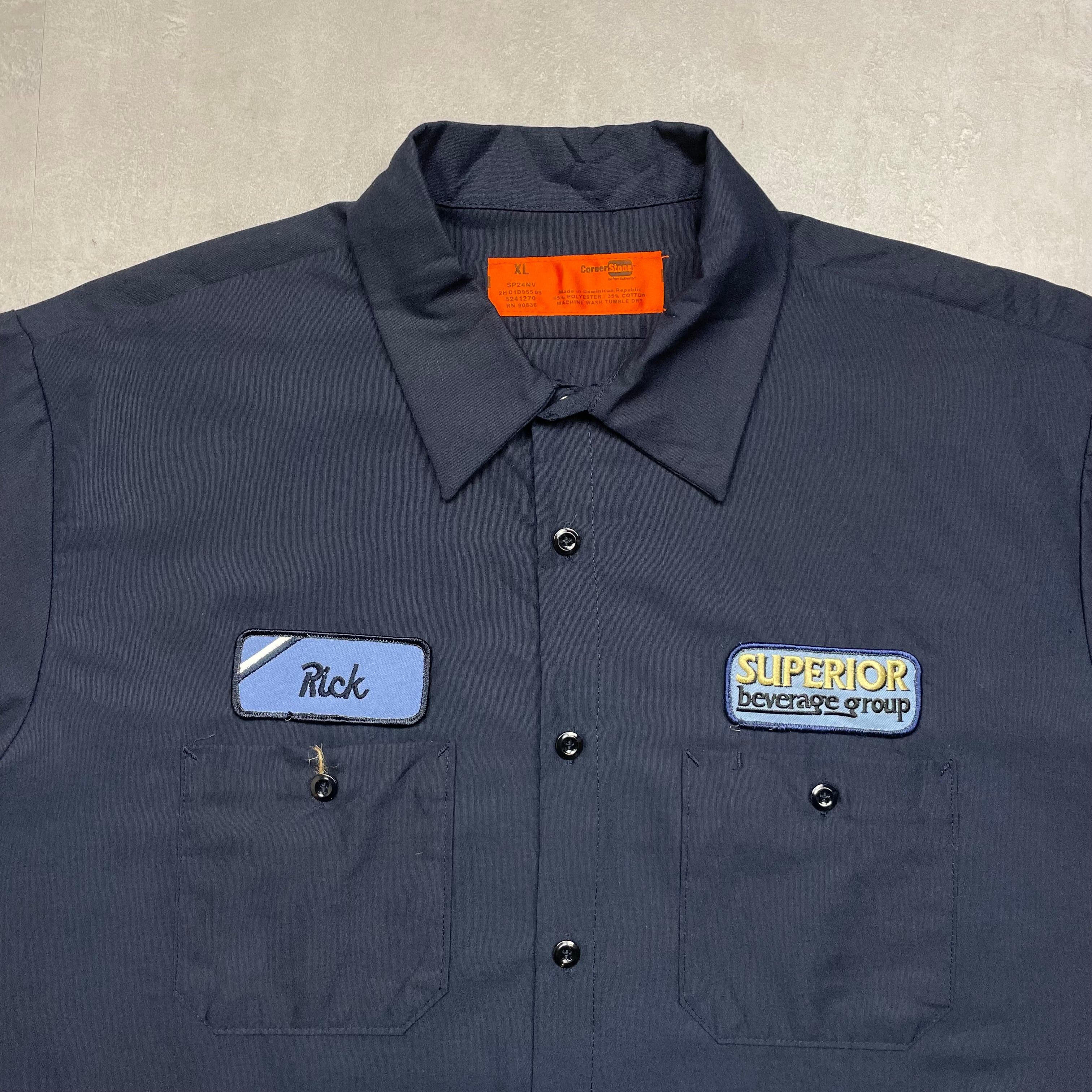 XL》 CornerStone コーナーストーン 半袖シャツ ワークシャツ ネイビー
