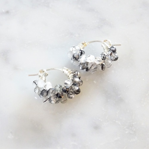 送料無料 SV925SF*Tourmaline pavé pierced earring / earring