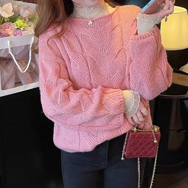 大人フリルパールチュールニット　3color　N00511