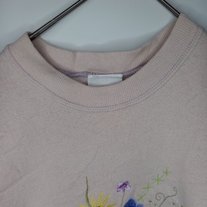 アメリカ製　B WEAR　クルーネック　スウェット　トレーナー　刺繍　花柄　L