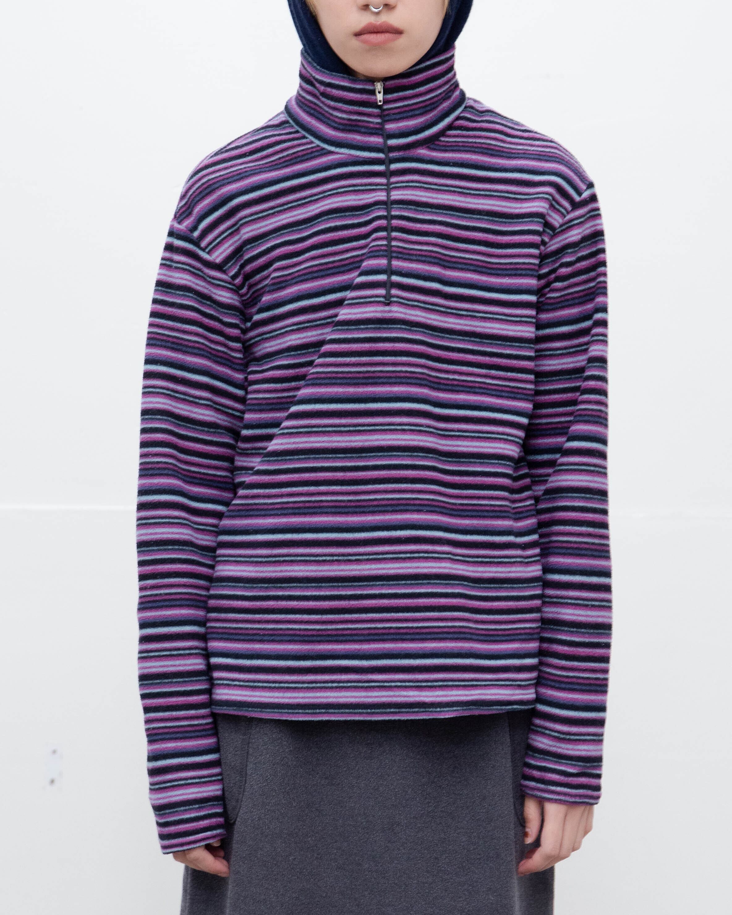 1990s Patagonia - Capilene / striped half-zip fleece pullover