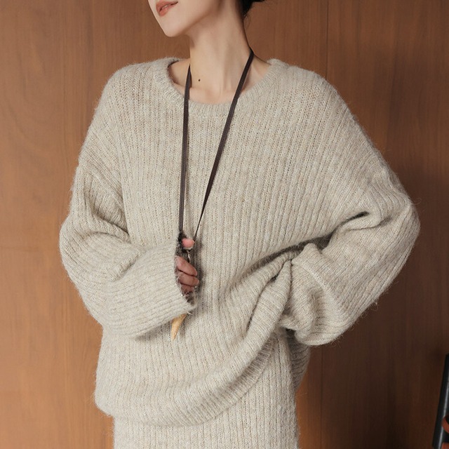 クルーネック ゆったりニット　1col　H11178