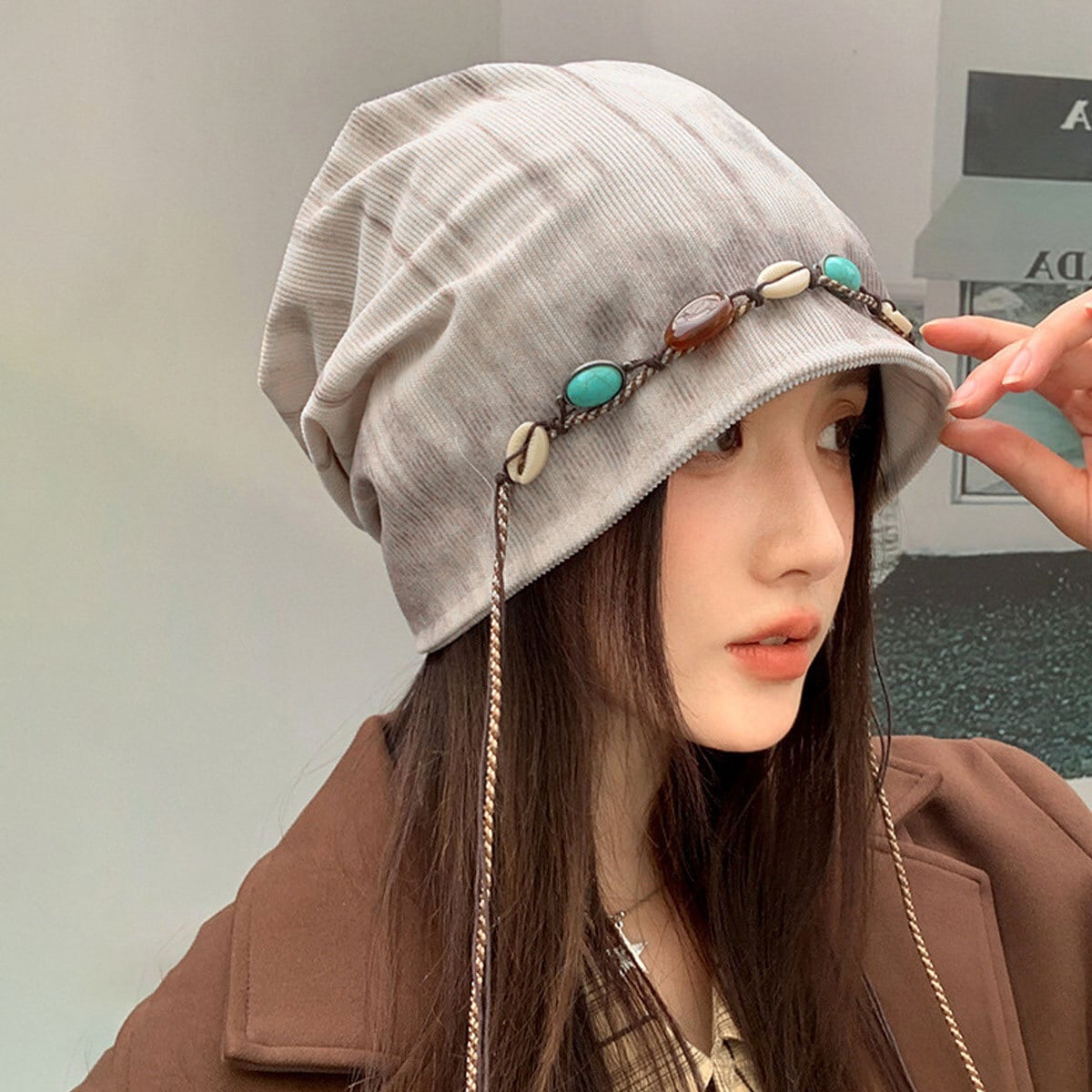 ルーズ ワッチキャップ 装飾付き 帽子 レディース 春秋冬 韓国 おしゃれ 大人 カジュアル レトロ 被りやすい 柔らかい 軽量 ストリート 原宿系 大人可愛い 大人女子