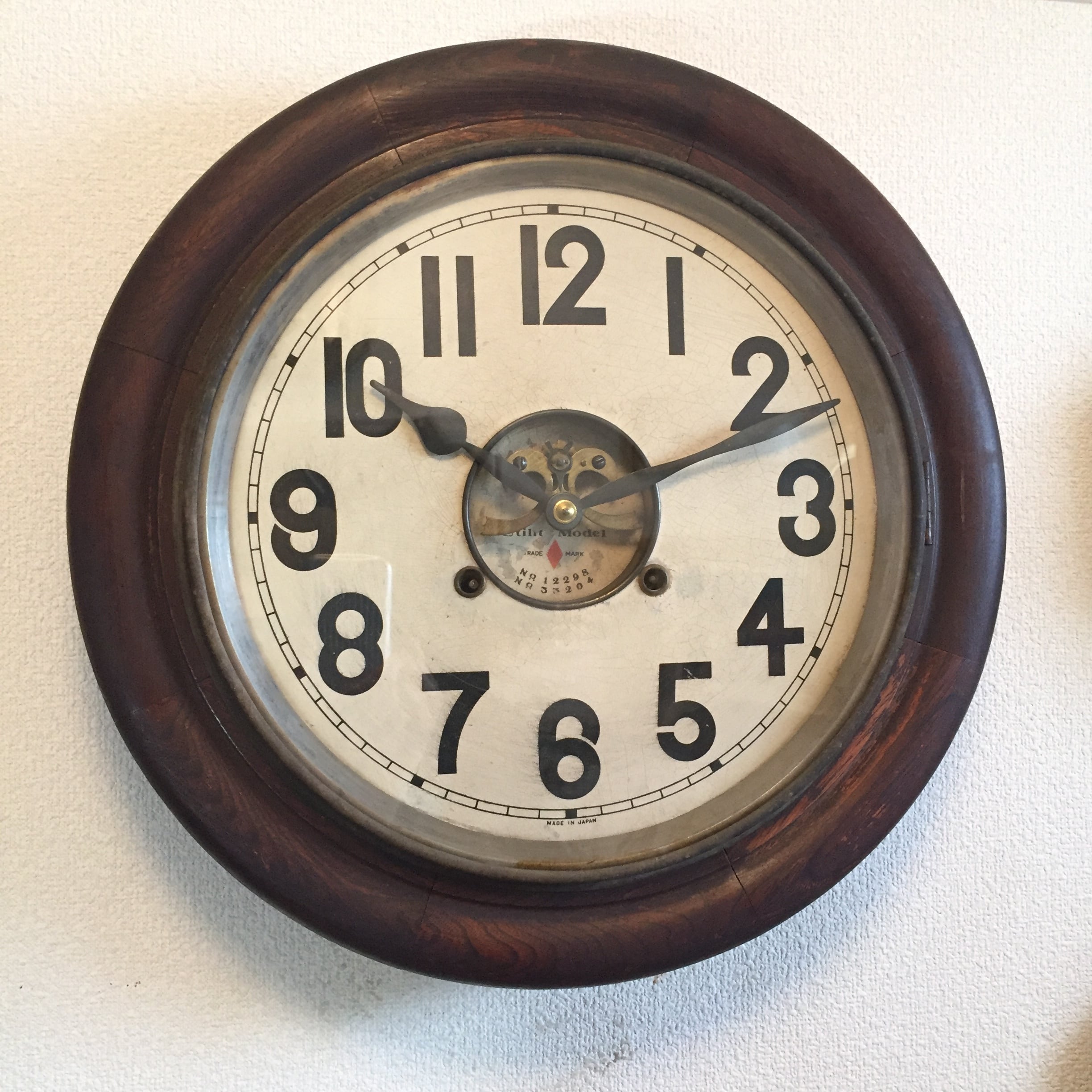 大正期 赤菱式改良掛時計 出テンプ式丸型時計 オーバーホール済稼働品